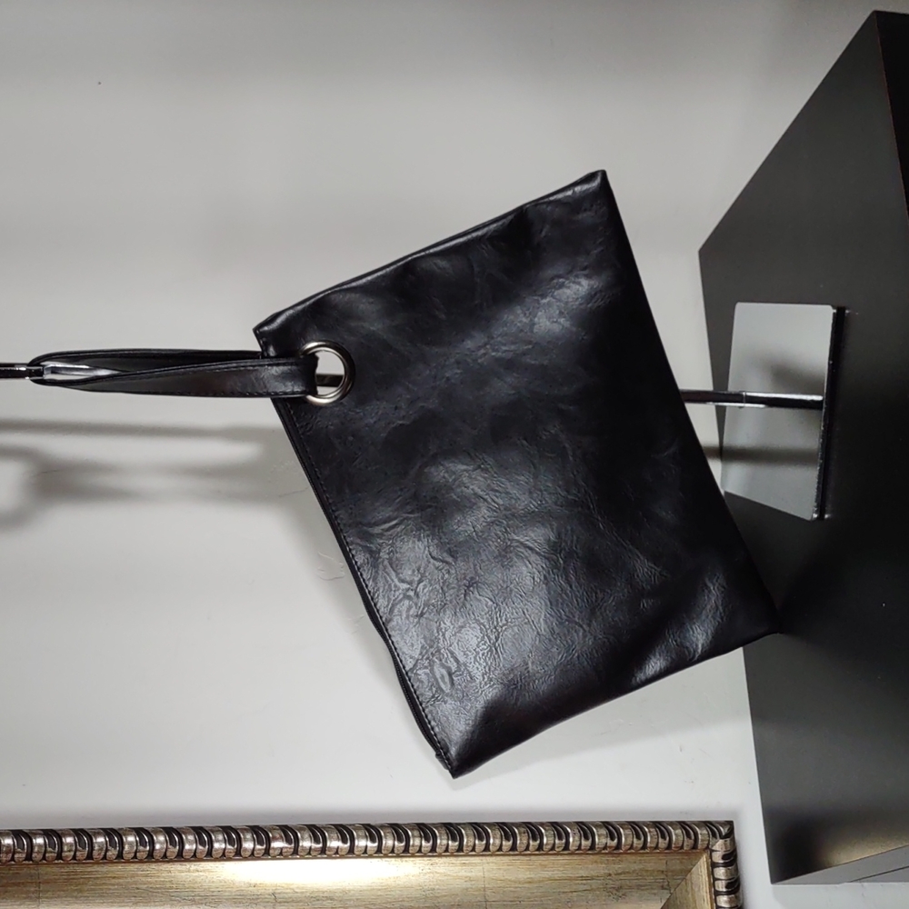Black Faux Leather Wristlet/Clutch